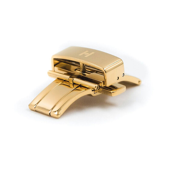 Spona motýlková Hirsch barva růžové zlato 18 mm, Barva dílu: zlato žluté, Šířka: 18 , 2 image