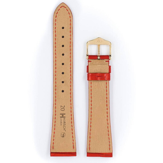 Řemínek Hirsch London červený 14 M - 110/70, Verze: červená, Šířka řemínku: 14, Šířka u spony: 10, Délka řemínku: M - 110/70 , 3 image