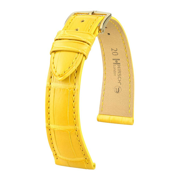 Řemínek Hirsch London žlutý 14 M - 110/70, Verze: žlutá, Šířka řemínku: 14, Šířka u spony: 12, Délka řemínku: M - 110/70 