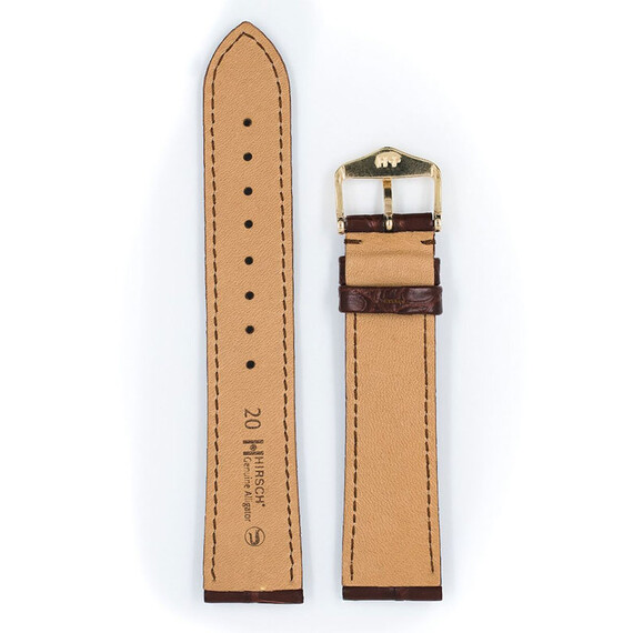 Řemínek Hirsch Genuine Alligator hnědý 18 L - 120/80, Verze: hnědá, Šířka řemínku: 18, Šířka u spony: 16, Délka řemínku: L - 120/80 , 3 image