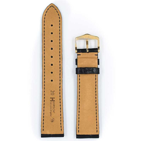 Řemínek Hirsch Genuine Alligator černý 18 L - 120/80, Verze: černá, Šířka řemínku: 18, Šířka u spony: 16, Délka řemínku: L - 120/80 , 3 image