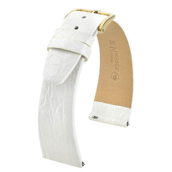 Řemínek Hirsch Prestige bílý 14 M - 110/70, Verze: bílá, Šířka řemínku: 14, Šířka u spony: 10, Délka řemínku: M - 110/70 