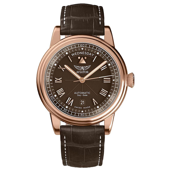 Pánské hodinky Aviator Douglas Day-Date 41 V.3.35.2.280.4, Verze: hnědá 
