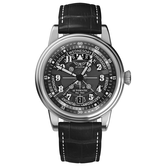 Pánské hodinky Aviator Douglas Day-Date Meca-41 V.3.36.0.284.4, Verze: černá 