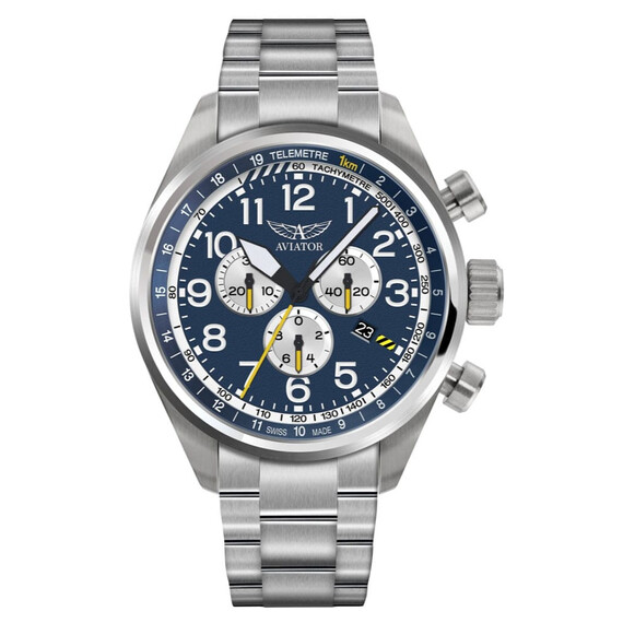 Pánské hodinky Aviator Airacobra P45 Chrono V.2.25.0.170.5, Verze: stříbrná2 