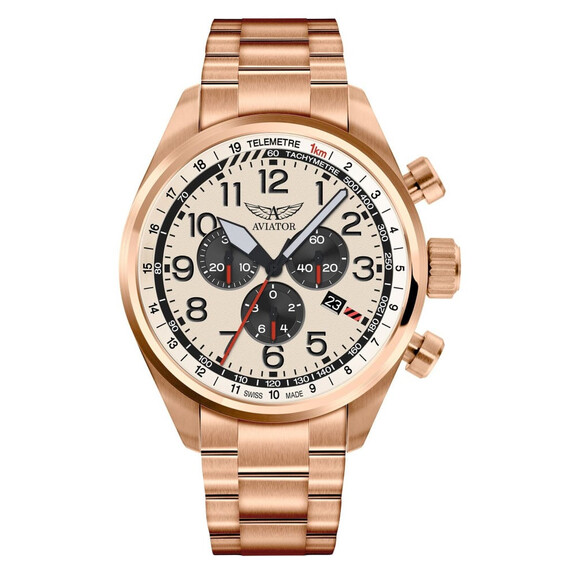 Pánské hodinky Aviator Airacobra P45 Chrono V.2.25.2.173.5, Verze: růžové zlato 