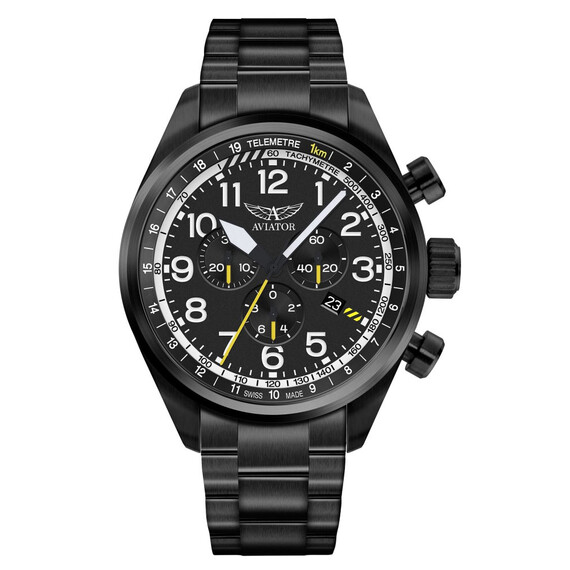 Pánské hodinky Aviator Airacobra P45 Chrono V.2.25.5.169.5, Verze: černá 