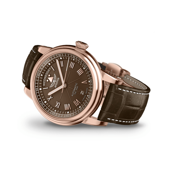 Pánské hodinky Aviator Douglas Day-Date 41 V.3.35.2.280.4, Verze: hnědá , 3 image