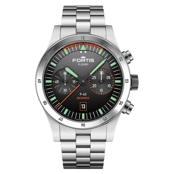 Pánské hodinky Fortis Flieger F-43 Bicompax F4240004, Verze: stříbrná2 