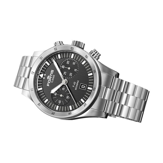 Pánské hodinky Fortis Flieger F-43 Bicompax Black F4240006, Verze: stříbrná , 5 image