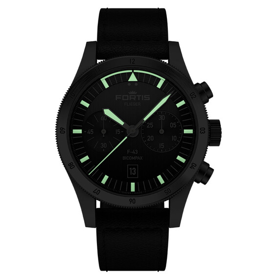 Pánské hodinky Fortis Flieger F-43 Bicompax Black F4240007, Verze: černá2 , 2 image