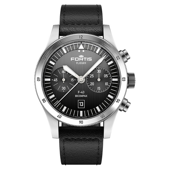 Pánské hodinky Fortis Flieger F-43 Bicompax Black F4240007, Verze: černá2 