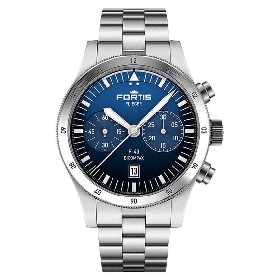 Pánské hodinky Fortis Flieger F-43 Bicompax Liberty Blue F4240012, Verze: stříbrná3 