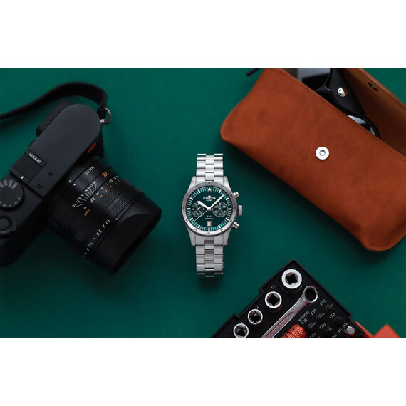 Pánské hodinky Fortis Flieger F-43 Bicompax Petrol F4240008, Verze: stříbrná4 , 7 image