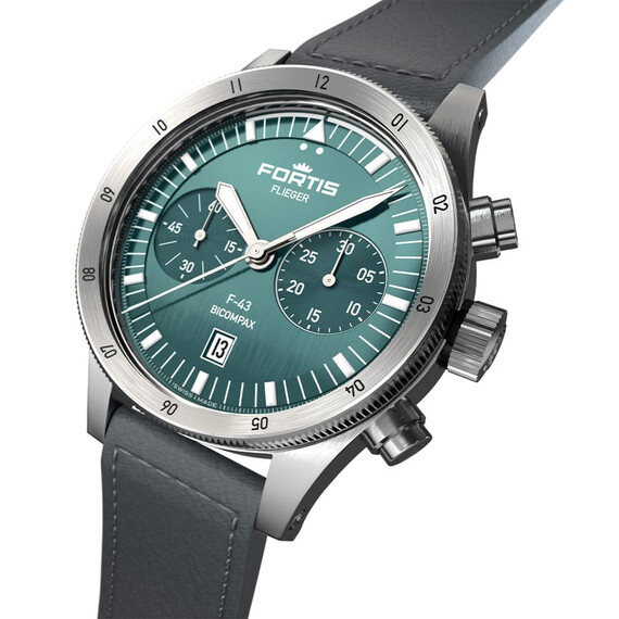 Pánské hodinky Fortis Flieger F-43 Bicompax Petrol F4240009, Verze: šedá , 4 image