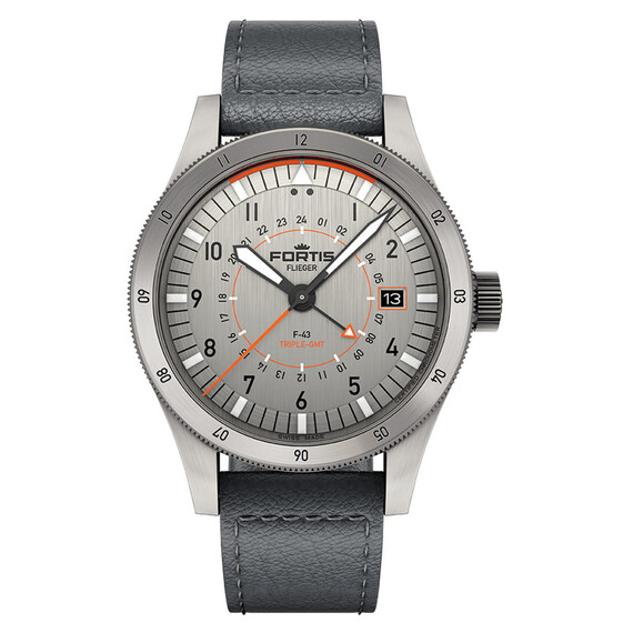 Pánské hodinky Fortis Flieger F-43 Triple-GMT Titanium F4260003, Verze: šedá 