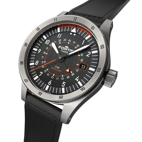 Pánské hodinky Fortis Flieger F-43 Triple-GMT Titanium F4260001, Verze: černá2 , 4 image