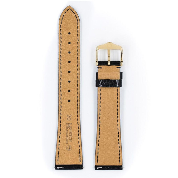 Řemínek Hirsch Genuine Croco černý 13 M - 110/70, Verze: černá, Šířka řemínku: 13, Šířka u spony: 10, Délka řemínku: M - 110/70 , 3 image