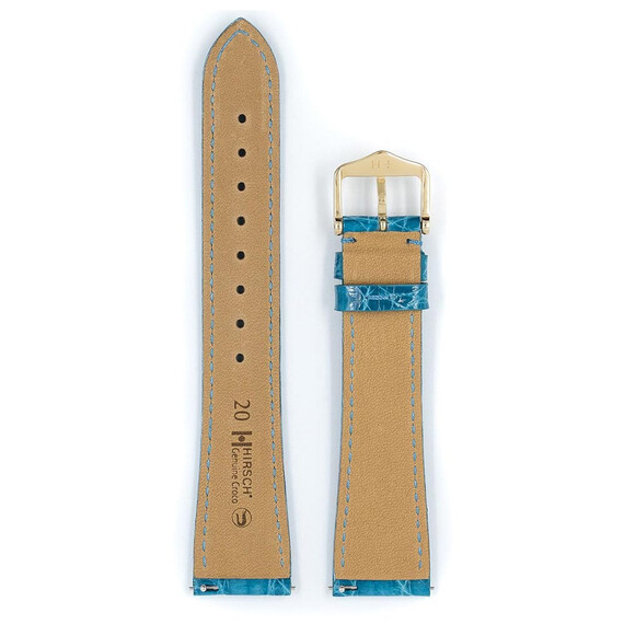 Řemínek Hirsch Genuine Croco tyrkysový 13 M - 110/70, Verze: modrá, Šířka řemínku: 13, Šířka u spony: 10, Délka řemínku: M - 110/70 , 3 image