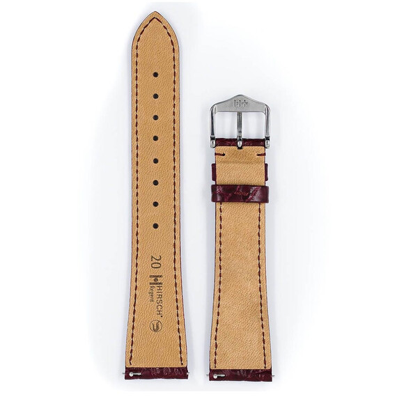 Řemínek Hirsch Regent bordó 18 L - 120/80, Verze: vínová, Šířka řemínku: 18, Šířka u spony: 16, Délka řemínku: L - 120/80 , 3 image