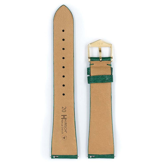 Řemínek Hirsch Massai Ostrich zelený 16 M - 110/70, Verze: zelená, Šířka řemínku: 16, Šířka u spony: 14, Délka řemínku: M - 110/70 , 3 image