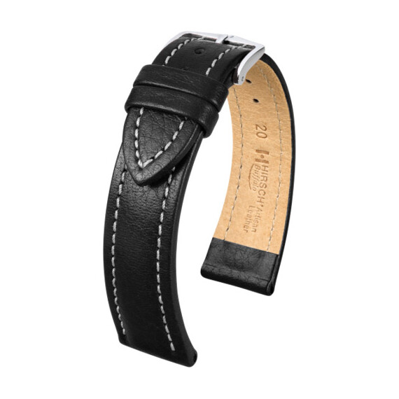 Řemínek Hirsch Buffalo černý 18 L - 120/80, Verze: černá, Šířka řemínku: 18, Šířka u spony: 16, Délka řemínku: L - 120/80 