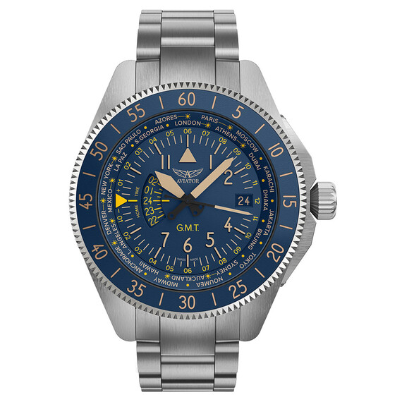 Pánské hodinky Aviator Airacobra GMT V.1.37.0.304.5, Verze: modrá3 