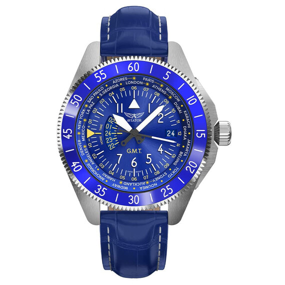 Pánské hodinky Aviator Airacobra GMT V.1.37.0.308.4, Verze: modrá 