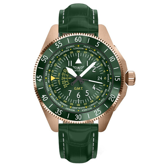 Pánské hodinky Aviator Airacobra GMT V.1.37.2.309.4, Verze: zelená2 