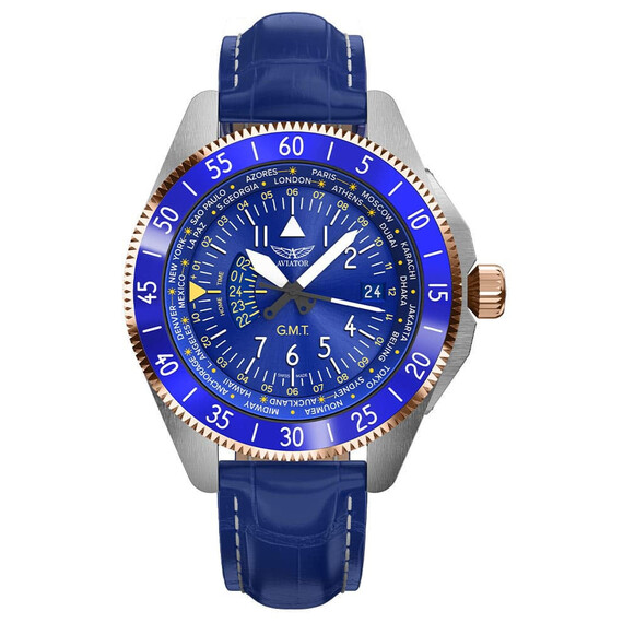 Pánské hodinky Aviator Airacobra GMT V.1.37.3.308.4, Verze: modrá2 