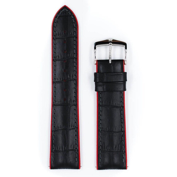 Řemínek Hirsch Andy černý 20 L - 120/80, Verze: červená, Šířka řemínku: 20, Šířka u spony: 18 , 2 image