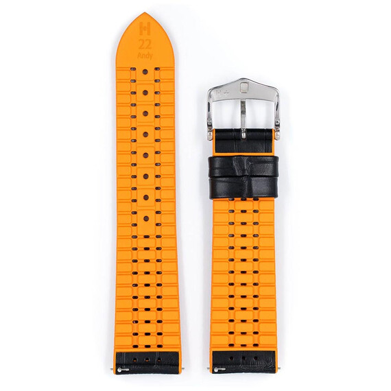 Řemínek Hirsch Andy černý 22 L - 120/80, Verze: oranžová, Šířka řemínku: 22, Šířka u spony: 20 , 3 image