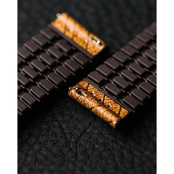 Řemínek Hirsch Leaf hnědý 20 M - 110/70, Verze: hnědá, Šířka řemínku: 20, Šířka u spony: 18, Délka řemínku: M - 110/70 , 4 image