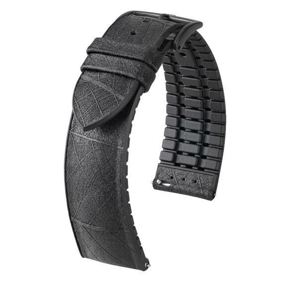 Řemínek Hirsch Leaf černý 20 L - 120/80, Verze: černá, Šířka řemínku: 20, Šířka u spony: 18, Délka řemínku: L - 120/80 