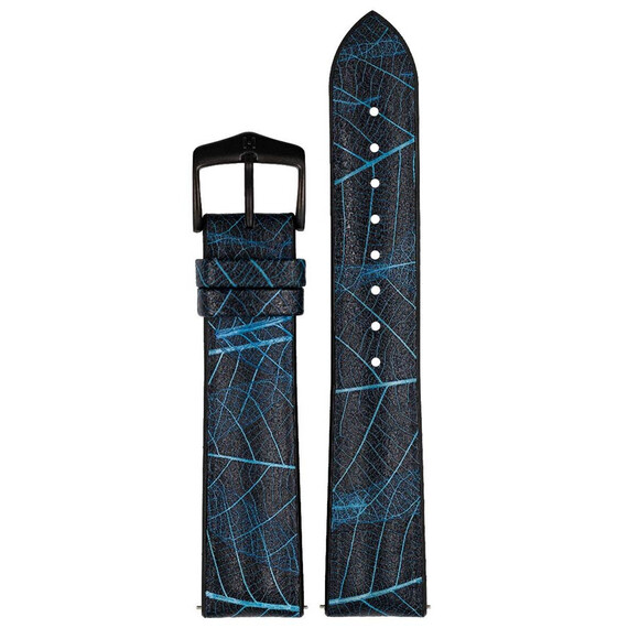 Řemínek Hirsch Leaf modrý 20 L - 120/80, Verze: modrá, Šířka řemínku: 20, Šířka u spony: 18, Délka řemínku: L - 120/80 , 2 image