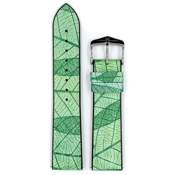 Řemínek Hirsch Leaf zelený 20 M - 110/70, Verze: zelená, Šířka řemínku: 20, Šířka u spony: 18, Délka řemínku: M - 110/70 , 2 image