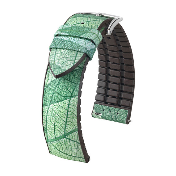 Řemínek Hirsch Leaf zelený 20 M - 110/70, Verze: zelená, Šířka řemínku: 20, Šířka u spony: 18, Délka řemínku: M - 110/70 