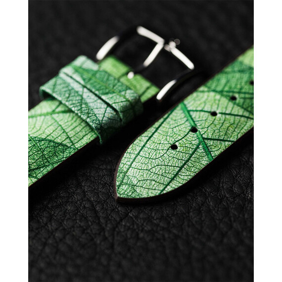 Řemínek Hirsch Leaf zelený 20 M - 110/70, Verze: zelená, Šířka řemínku: 20, Šířka u spony: 18, Délka řemínku: M - 110/70 , 4 image