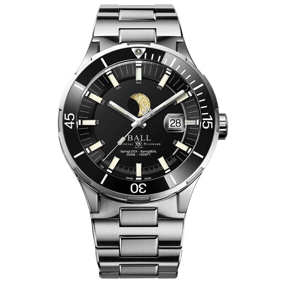 Pánské hodinky Ball Roadmaster Challenger Moonphase DM3130B-S13J-BK, Verze: stříbrná 