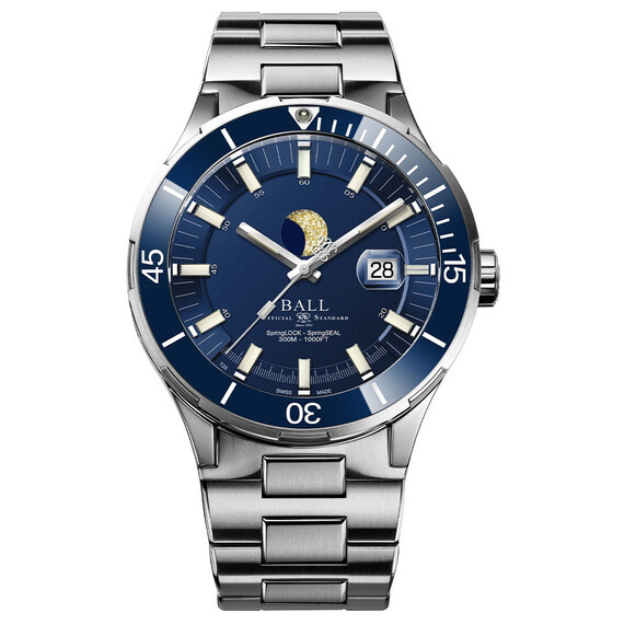 Pánské hodinky Ball Roadmaster Challenger Moonphase DM3150B-S13J-BE, Verze: stříbrná2 