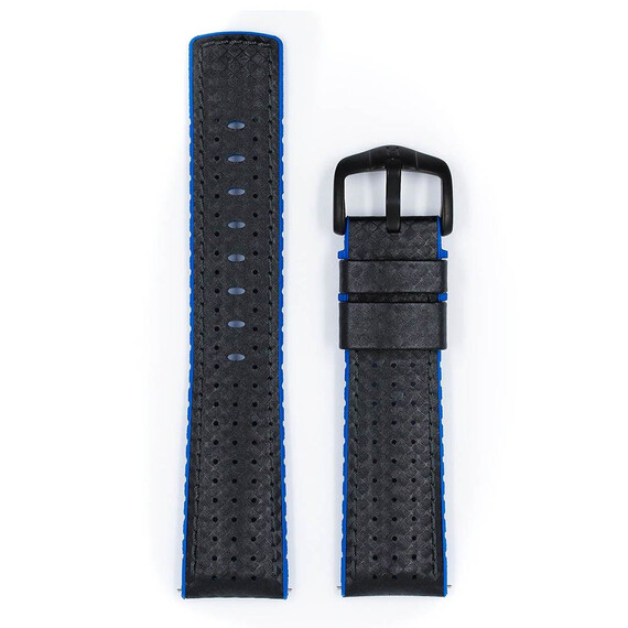 Řemínek Hirsch Ayrton černý 22 L - 120/80, Verze: modrá, Šířka řemínku: 22, Šířka u spony: 20 , 2 image