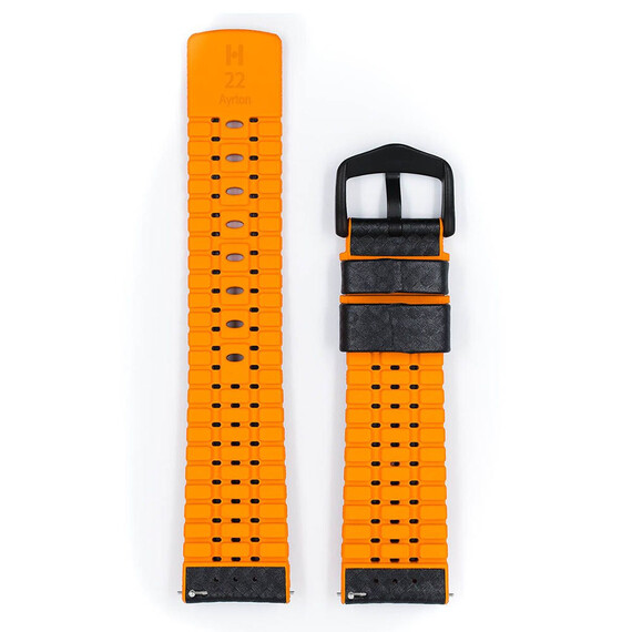 Řemínek Hirsch Ayrton černý 22 L - 120/80, Verze: oranžová, Šířka řemínku: 22, Šířka u spony: 20 , 3 image