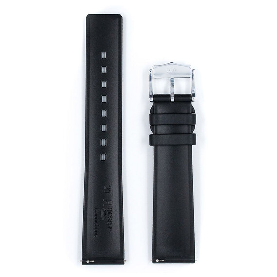 Řemínek Hirsch Pure černý 20 L - 120/80, Verze: černá, Šířka řemínku: 20, Šířka u spony: 18, Délka řemínku: L - 120/80 , 3 image