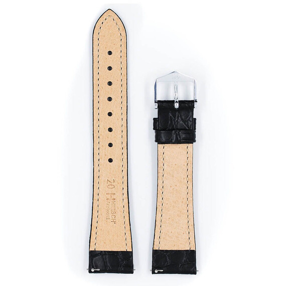 Řemínek Hirsch Aristocrat černý 19 L - 120/80, Verze: černá, Šířka řemínku: 19, Šířka u spony: 18, Délka řemínku: L - 120/80 , 3 image