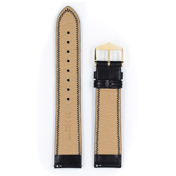 Řemínek Hirsch Ascot černý 20 L - 120/80, Verze: černá, Šířka řemínku: 20, Šířka u spony: 18 , 3 image