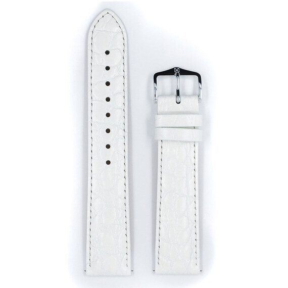 Řemínek Hirsch Crocograin bílý 12 M - 110/70, Verze: bílá, Šířka řemínku: 12, Šířka u spony: 10, Délka řemínku: M - 110/70 , 2 image