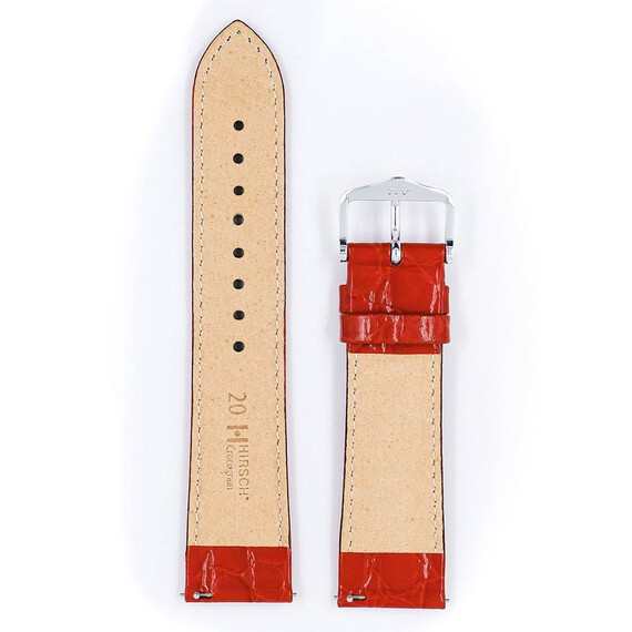 Řemínek Hirsch Crocograin červený 12 M - 110/70, Verze: červená, Šířka řemínku: 12, Šířka u spony: 10, Délka řemínku: M - 110/70 , 3 image