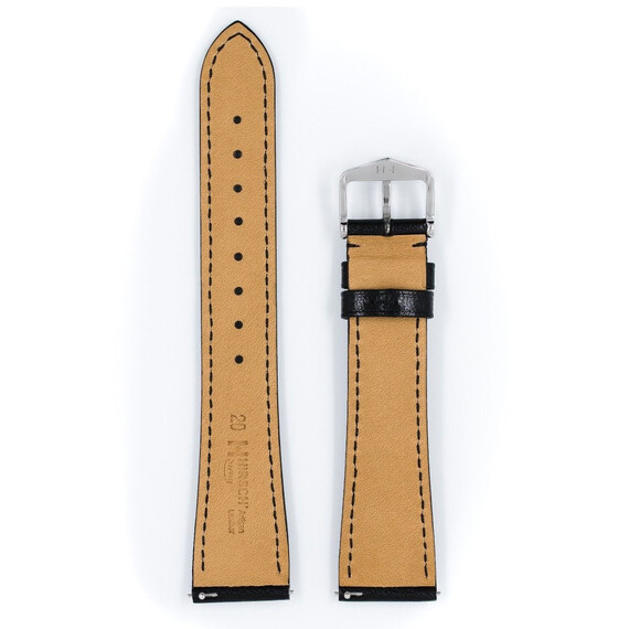 Řemínek Hirsch Siena černý 18 M - 110/70, Verze: černá, Šířka řemínku: 18, Šířka u spony: 16, Délka řemínku: M - 110/70 , 3 image