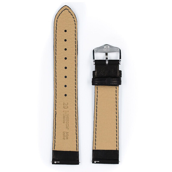 Řemínek Hirsch Merino černý 22 L - 120/80, Verze: černá, Šířka řemínku: 22, Šířka u spony: 20, Délka řemínku: L - 120/80 , 3 image