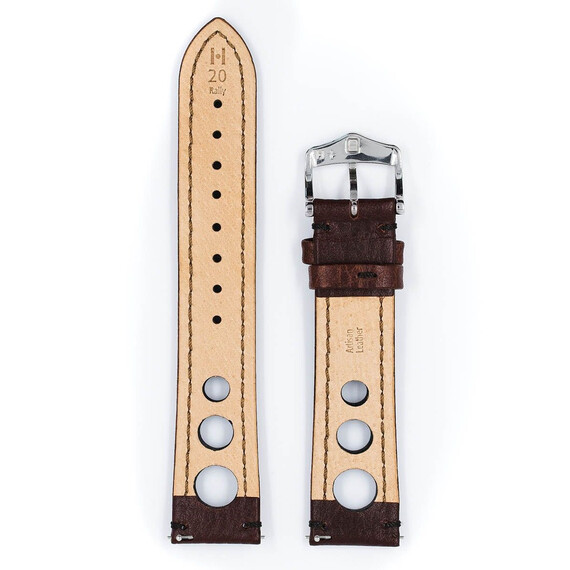 Řemínek Hirsch Rally hnědý 20 L - 120/80, Verze: hnědá, Šířka řemínku: 20, Šířka u spony: 18, Délka řemínku: L - 120/80 , 3 image